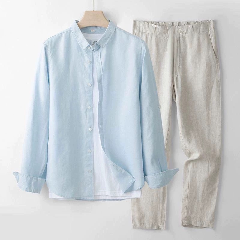 Linen Shirt Breathable - Conjunto de Camisa de Manga Longa