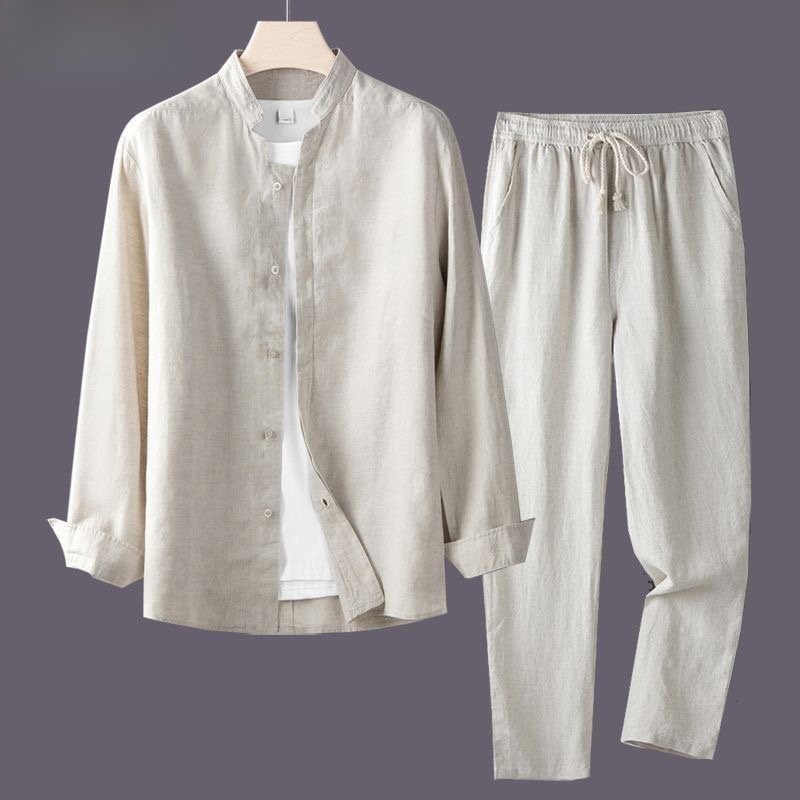 Linen Shirt Breathable - Camisa branca de manga comprida e