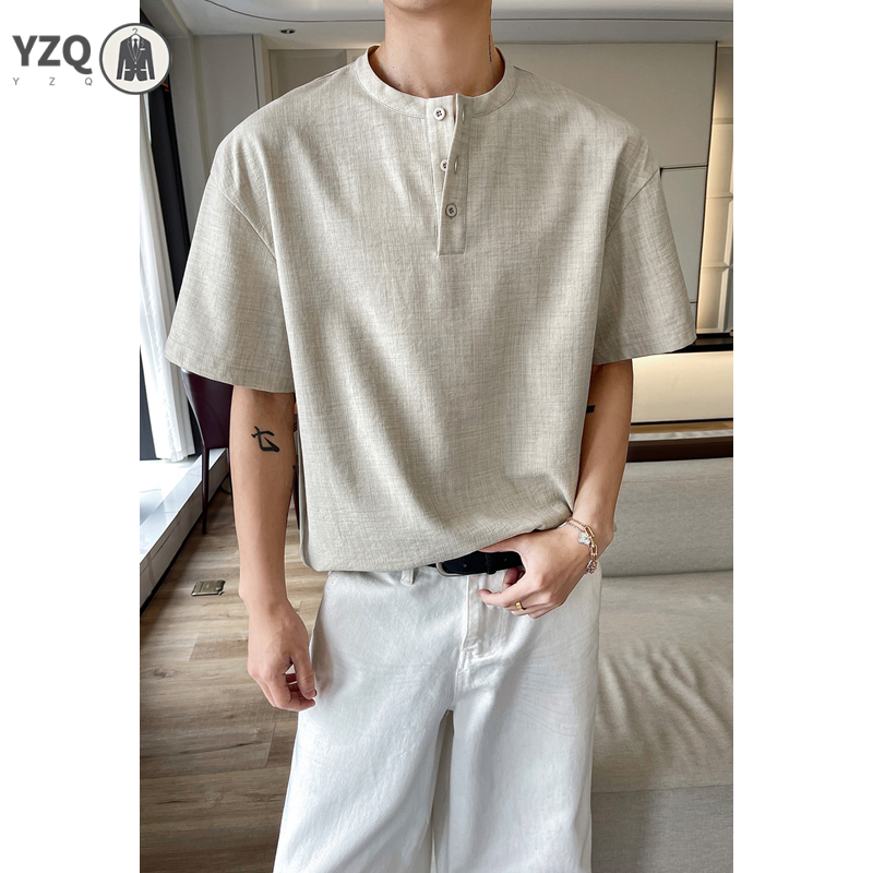 Camiseta de manga curta para h - Linen Shirt Breathable avaliação e preço