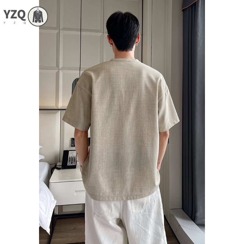 Camiseta de manga curta para h - Linen Shirt Breathable avaliação e preço