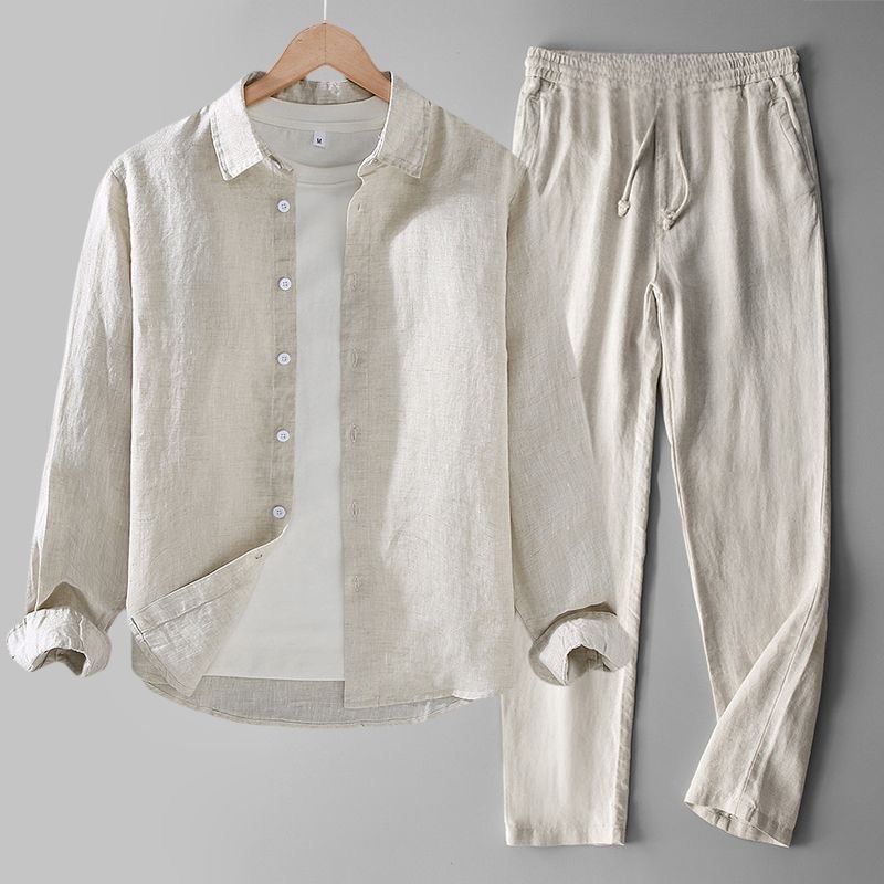 Conjunto de Camisa de Manga Lo - Linen Shirt Breathable avaliação e preço