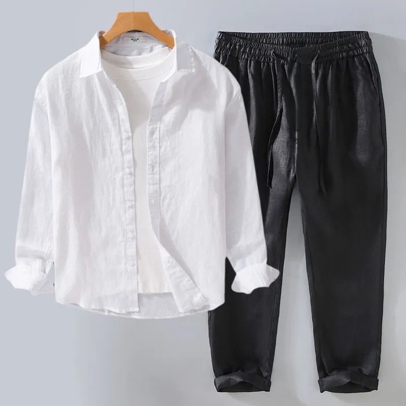 Conjunto de Linho Branco, Cami - Linen Shirt Breathable avaliação e preço