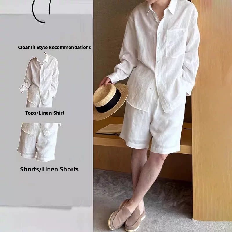 Conjunto de Linho Masculino Mo - Linen Shirt Breathable avaliação e preço