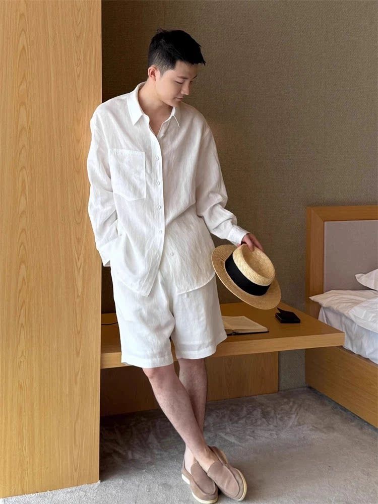 Conjunto de Linho Masculino Mo - Linen Shirt Breathable avaliação e preço