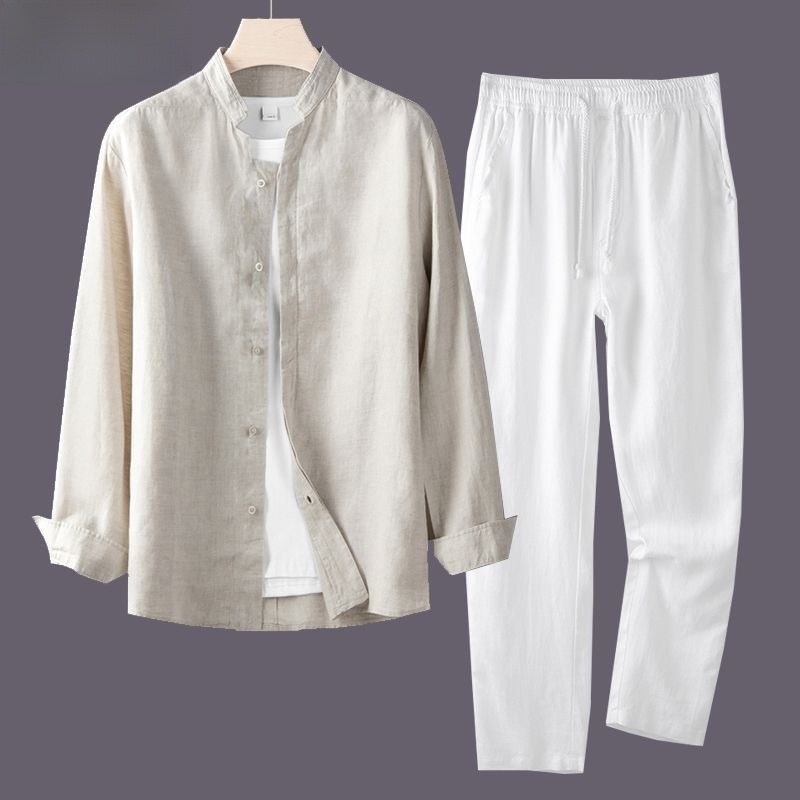 Camisa Masculina de Manga Long - Linen Shirt Breathable avaliação e preço