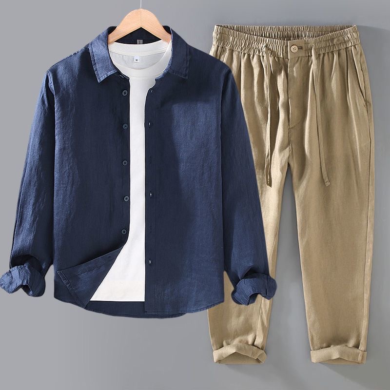 Conjunto de Linho Puro de Alta - Linen Shirt Breathable avaliação e preço